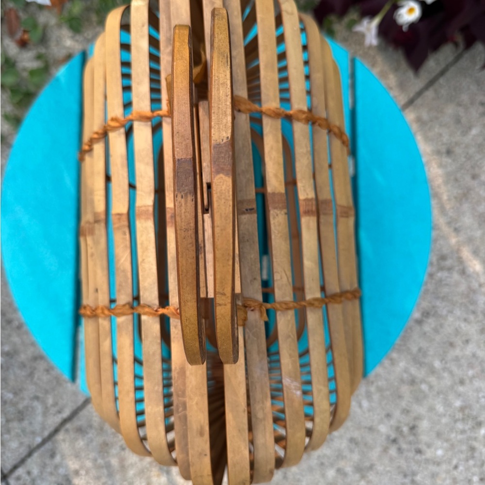 Vintage 1960’s bamboo large folding purse tote basket EVC - Picture 6 of 15